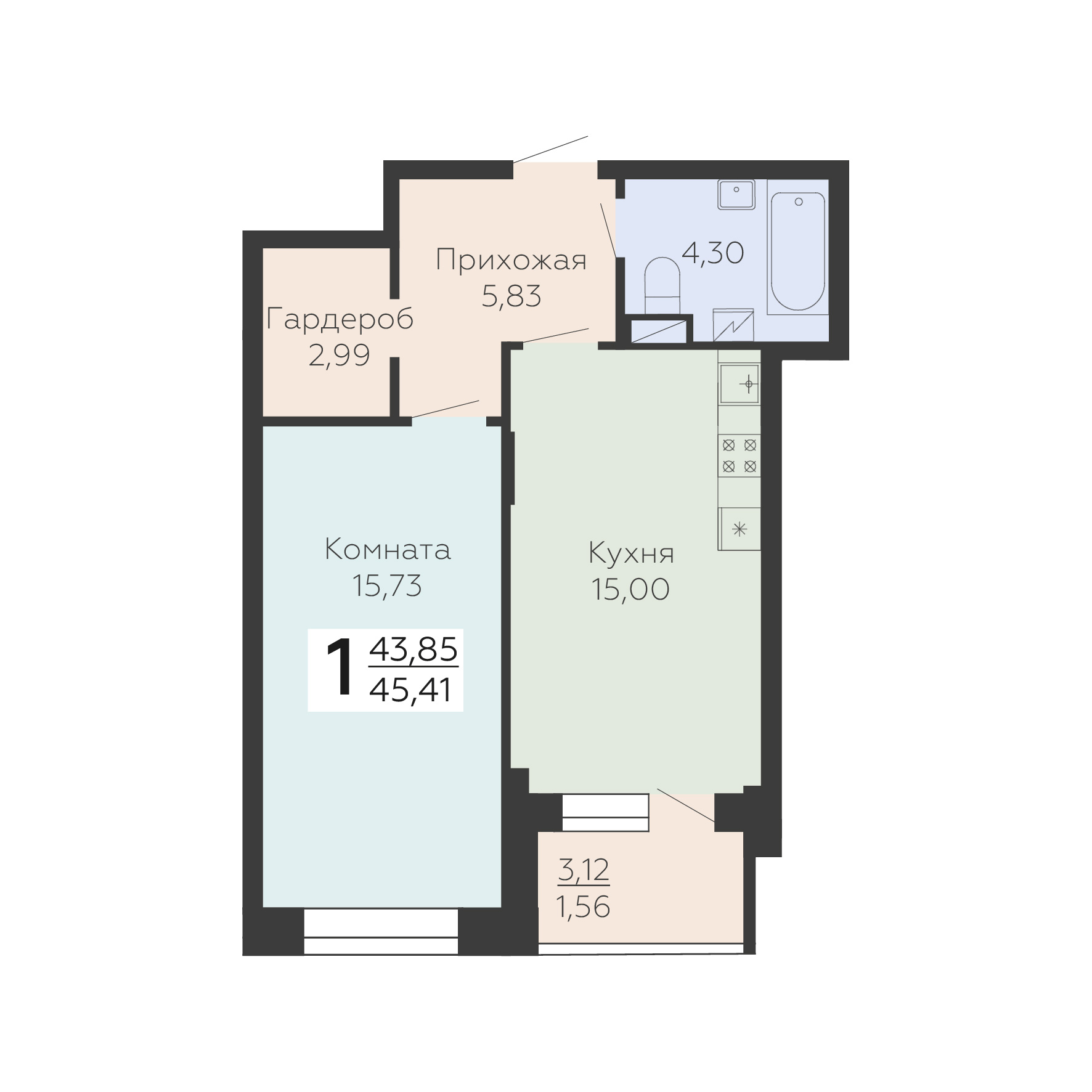 Квартира 1-комнатная квартира