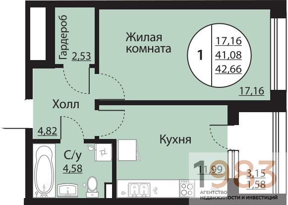 Квартира 1-комнатная квартира