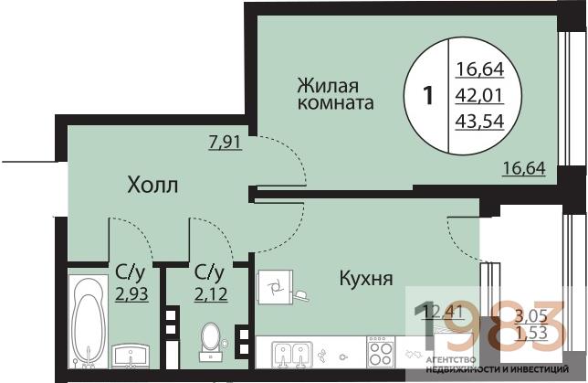 Квартира 1-комнатная квартира
