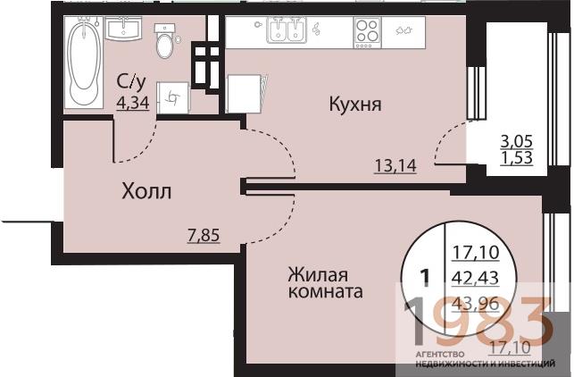 Квартира 1-комнатная квартира