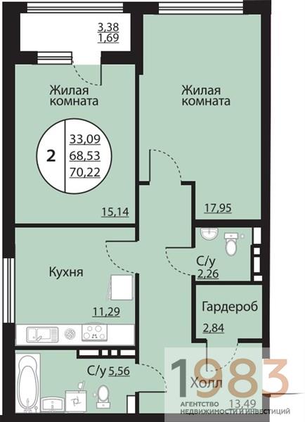 Квартира 2-комнатная квартира
