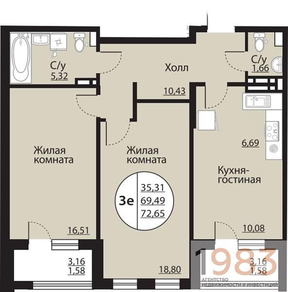 Квартира 2-комнатная квартира