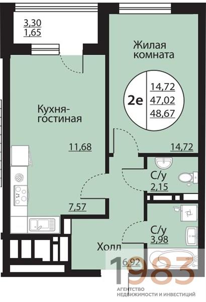 Квартира 1-комнатная квартира