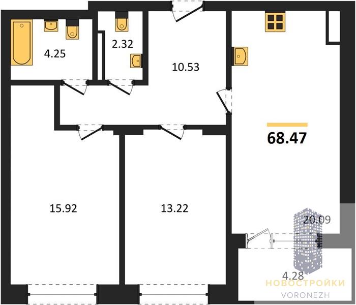 Квартира 2-комнатная квартира